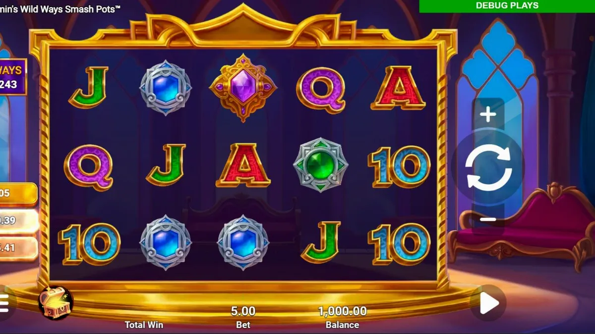 Tampilan visual slot Jazmin’s Wild Ways Smash Pots dengan latar belakang istana Arabian yang mewah