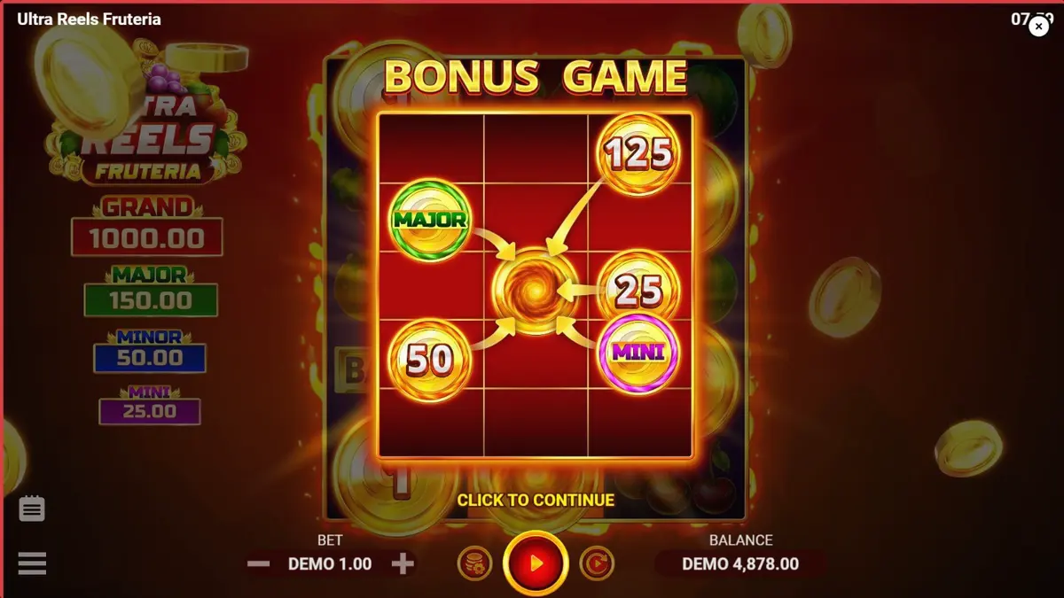 Tampilan visual slot Ultra Reels Fruteria dengan simbol buah berwarna cerah