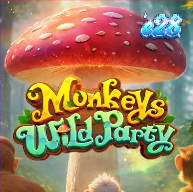 Tampilan visual slot Monkeys Wild Party dengan tema hutan tropis dan karakter monyet.